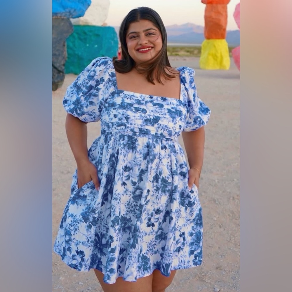 Abercrombie & Fitch White and Blue Floral Dress